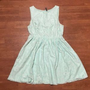 Naf Naf, Light turquoise lace dress from France